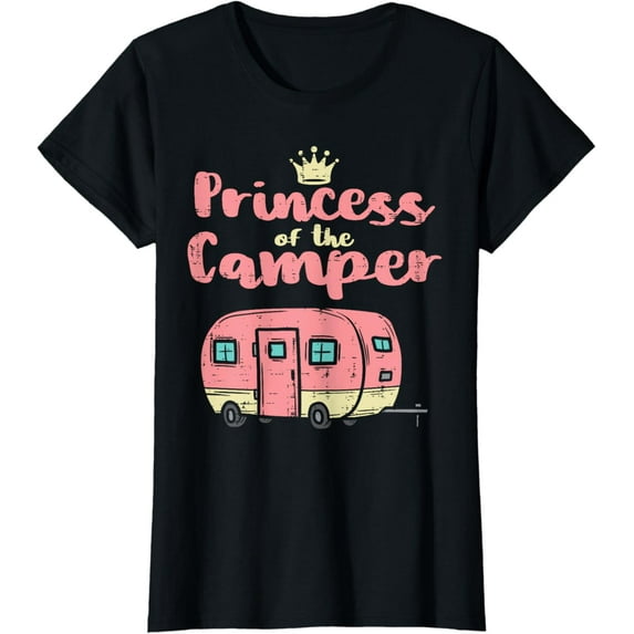 Princess Of Camper Camping Van Trailer RV Women Kids Girls T-Shirt