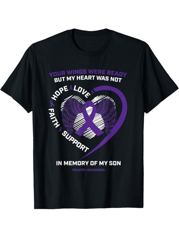 t-shirt Products Gifts In Memory Of My Son Purple Epilepsy Awareness T-Shirt mens,black,women,funny,journey,Crew Neck, Short Sleeve,printing