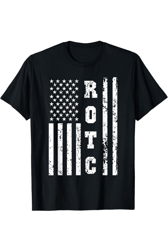 t-shirt ROTC United States ROT Corps w US Flag T-Shirt mens，black，women，funny，journey，Crew Neck, Short Sleeve,custom clothing patterns.gift