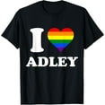 thumbnail image 1 of t-shirt Rainbow Flag Heart I Love Adley T-Shirt mens，black，women，funny，journey，Crew Neck, Short Sleeve,custom clothing patterns.gift, 1 of 4