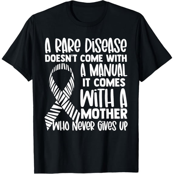 t-shirt Rare Diseases Awareness Zebra Ribbon Mother Never Gives Up T-Shirt.