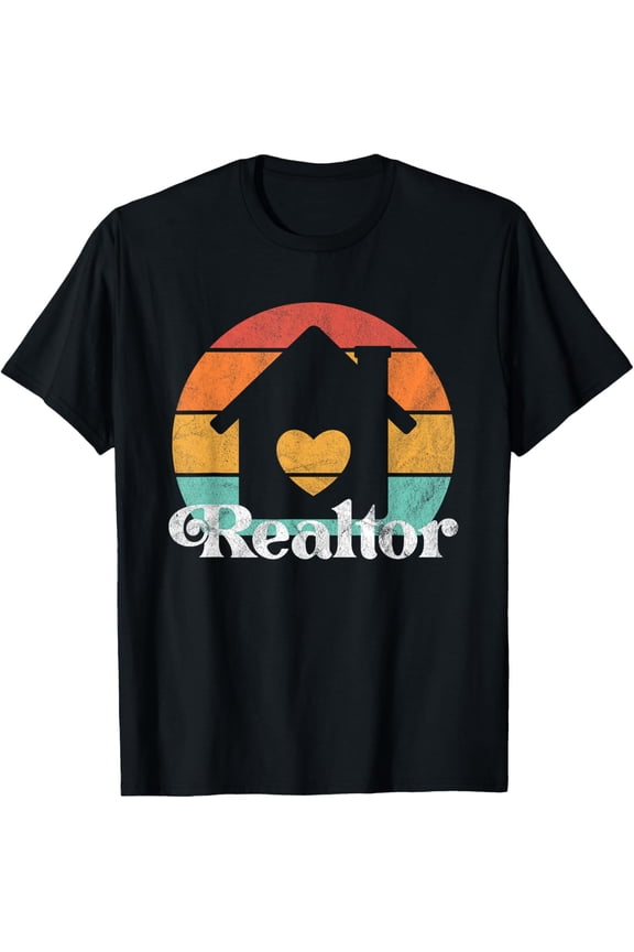 t-shirt Real Estate or Realtor Retro Vintage T-Shirt mens,black,women,funny,men,journey,Crew Neck, Short Sleeve,printing