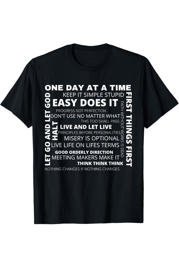 t-shirt Recovery AA Sayings and Slogans One Day At A Time Design NA T-Shirt mens t shirt，black，women，funny，misfits，men，journey