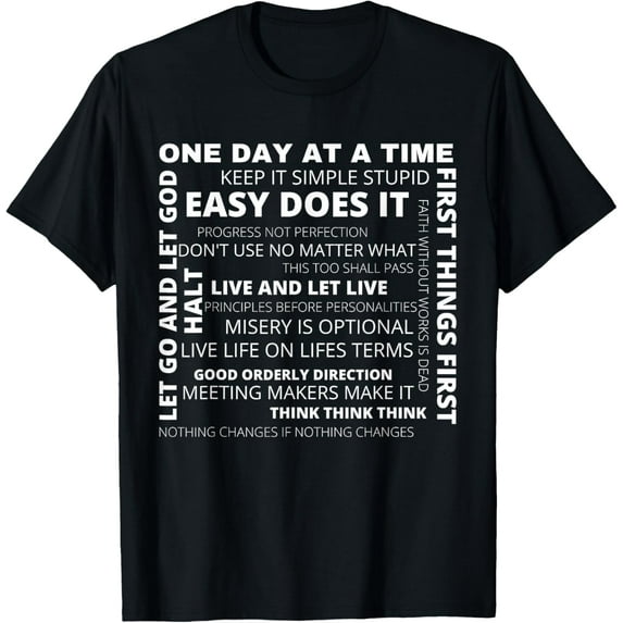 t-shirt Recovery AA Sayings and Slogans One Day At A Time Design NA T-Shirt mens t shirt,black,women,funny,misfits,men,journey
