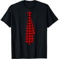 thumbnail image 1 of t-shirt Red Buffalo Plaid Neck Tie for Christmas Kids Boys Men Women Short Sleeve T-ShirtMen and women can wear, black T-shirts, gifts. Age: M,L，XL 2XL, 3XL, 4XL, 1 of 4