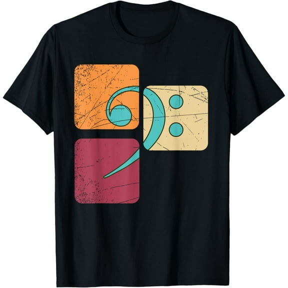 t-shirt Retro Bass Clef Musician Composer Music Note Bass Clef T-Shirt mens，black，women，funny，journey，Crew Neck, Short Sleeve,printing