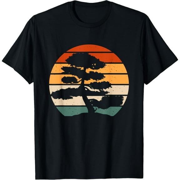 t-shirt Retro Bonsai Tray Planting Miniature Tree T-Shirt mens，black，women，funny，journey，Crew Neck, Short Sleeve,custom clothing patterns.gift
