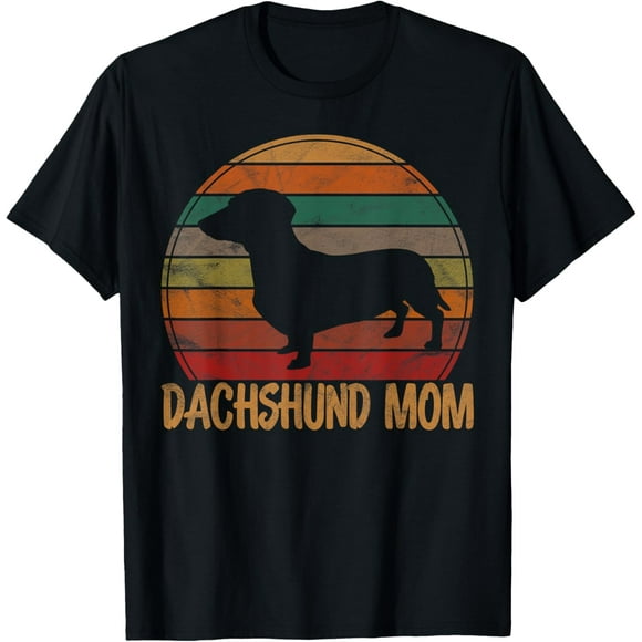 t-shirt Retro Dachshund Mom Gift Doxie Dog Owner Mother Pet Mama T-Shirt mens,black,women,funny,men,journey,Crew Neck, Short Sleeve,printing