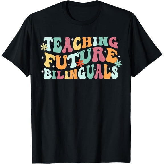 t-shirt Retro Groovy Maestra Funny Spanish Teacher Bilingual Women T-Shirt mens，black，women，funny，journey，Crew Neck, Short Sleeve,custom clothing patterns.gift