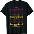 thumbnail image 1 of t-shirt Retro Happy Diwali Deepavali Desi Hindi Minimal Typography T-Shirt mens，black，women，funny，journey，Crew Neck, Short Sleeve,custom clothing patterns.gift, 1 of 4