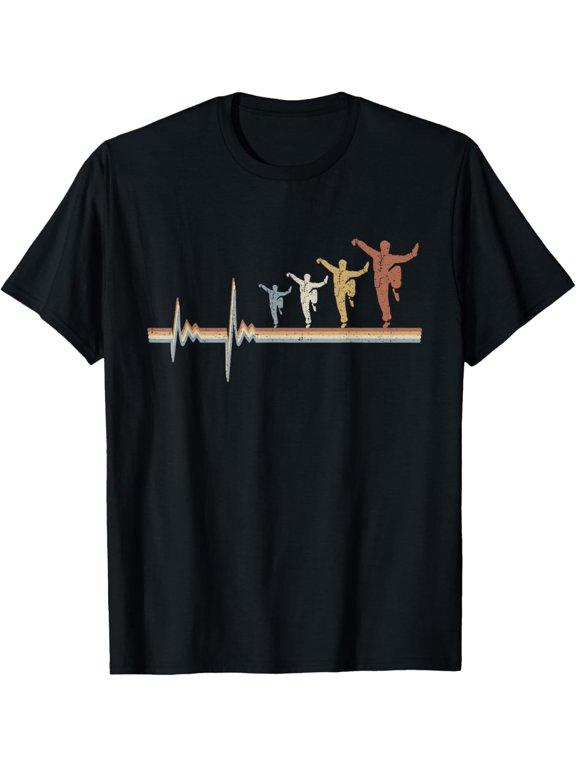 t-shirt Retro Kung Fu Fighter - Vintage EKG Heartbeat Karate T-Shirt.