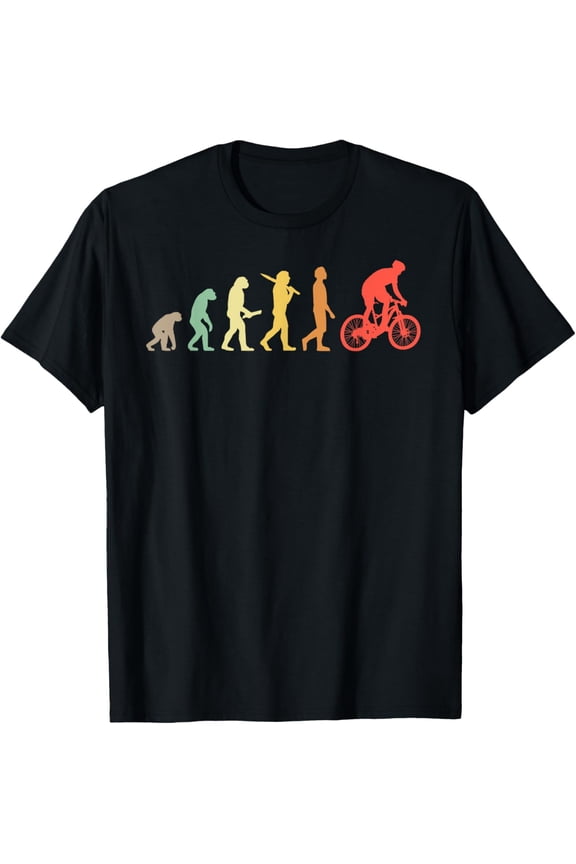 t-shirt Retro Mountain Biking Evolution Gift For Mountain Bikers T-Shirt mens,black,women,funny,journey,Crew Neck, Short Sleeve,printing