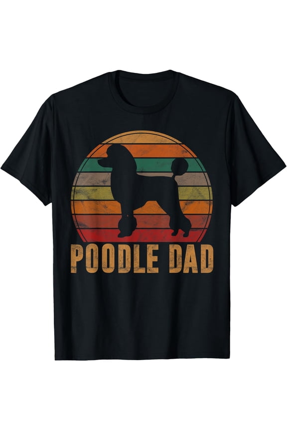 t-shirt Retro Poodle Dad Dog Owner Pet Poodle Father T-Shirt mens,black,women,funny,journey,Crew Neck, Short Sleeve,custom clothing patterns.gift