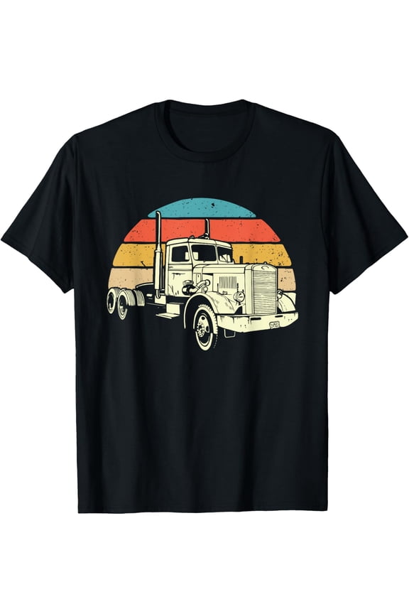 t-shirt Retro Trucker - Big Rig Hauler Truck Driver Trucking T-Shirt mens，black，women，funny，journey，Crew Neck, Short Sleeve,custom clothing patterns.gift