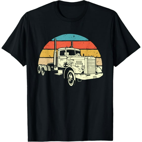 t-shirt Retro Trucker - Big Rig Hauler Truck Driver Trucking T-Shirt mens,black,women,funny,journey,Crew Neck, Short Sleeve,custom clothing patterns.gift