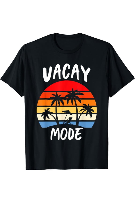 t-shirt Retro Vintage Beach Trip Family Vacation 2023 Vacay Mode T-Shirt mens,black,women,funny,journey,Crew Neck, Short Sleeve,custom clothing patterns.gift