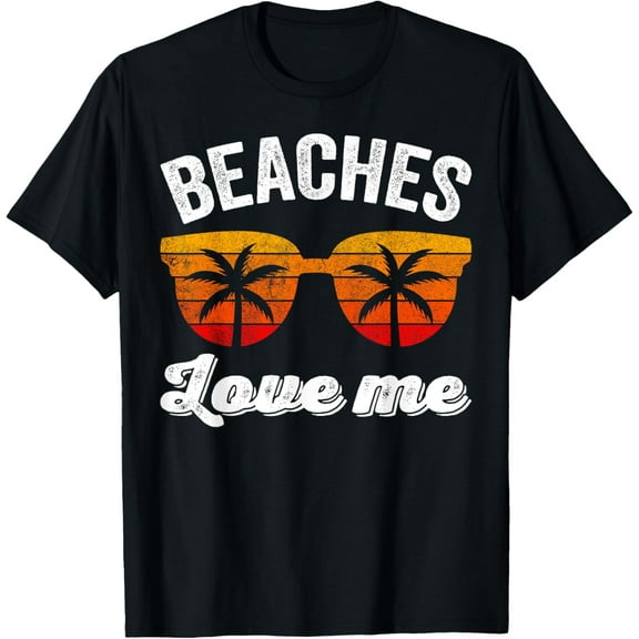 t-shirt Retro Vintage Beaches Love Me Shirt Funny Beach Vacation T-Shirt.