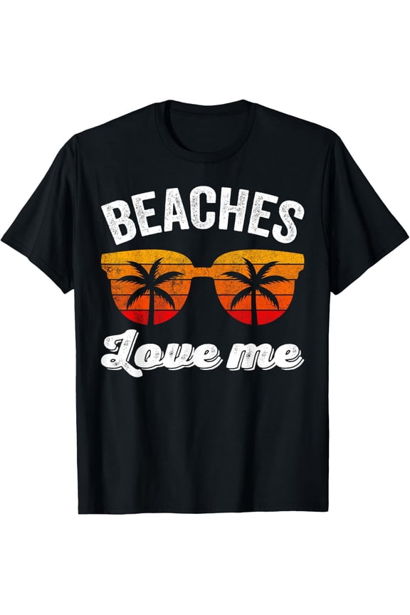 t-shirt Retro Vintage Beaches Love Me Shirt Funny Beach Vacation T-Shirt.