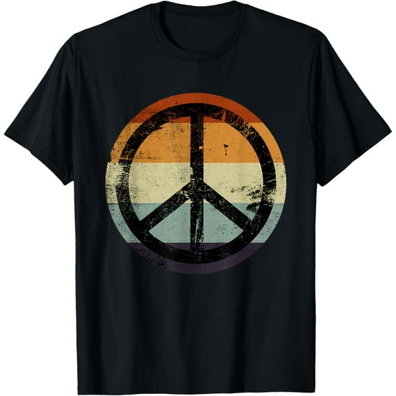 t-shirt Retro Vintage Distressed Design Peace Sign T-ShirtMen and women can wear, black T-shirts, gifts. Age: M,L，XL 2XL, 3XL, 4XL