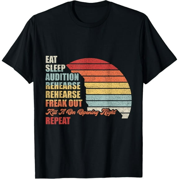 t-shirt Retro Vintage Theater Geek Musical Life Eat Sleep Theatre T-Shirt.