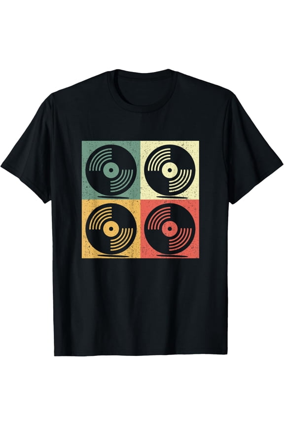 t-shirt Retro Vinyl Record - Vintage Vinyls LP Record T-Shirt mens,black,women,funny,journey,Crew Neck, Short Sleeve,custom clothing patterns.gift