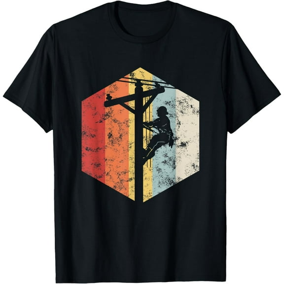 t-shirt Retro style Lineman Power Pole electrician T-Shirt.