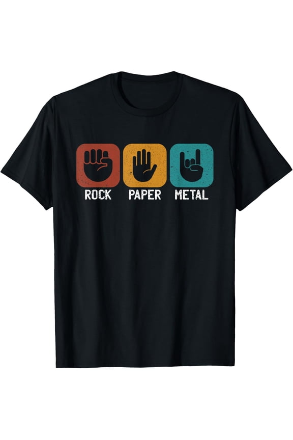 t-shirt Rock Paper Metal - Heavy Metal Music T-Shirt mens，black，women，funny，journey，Crew Neck, Short Sleeve,custom clothing patterns.gift
