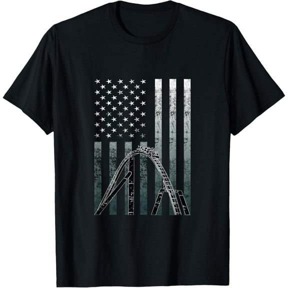 t-shirt Roller Coaster Vintage USA Flag Theme Park Carnival Ride T-Shirt mens t shirt，black，women，funny，misfits，men，journey