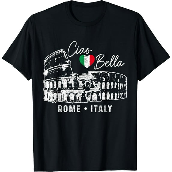 t-shirt Rome Italy Roma Italia Colosseum Vintage Italian Flag T-Shirt mens,black,women,funny,journey,Crew Neck, Short Sleeve,printing