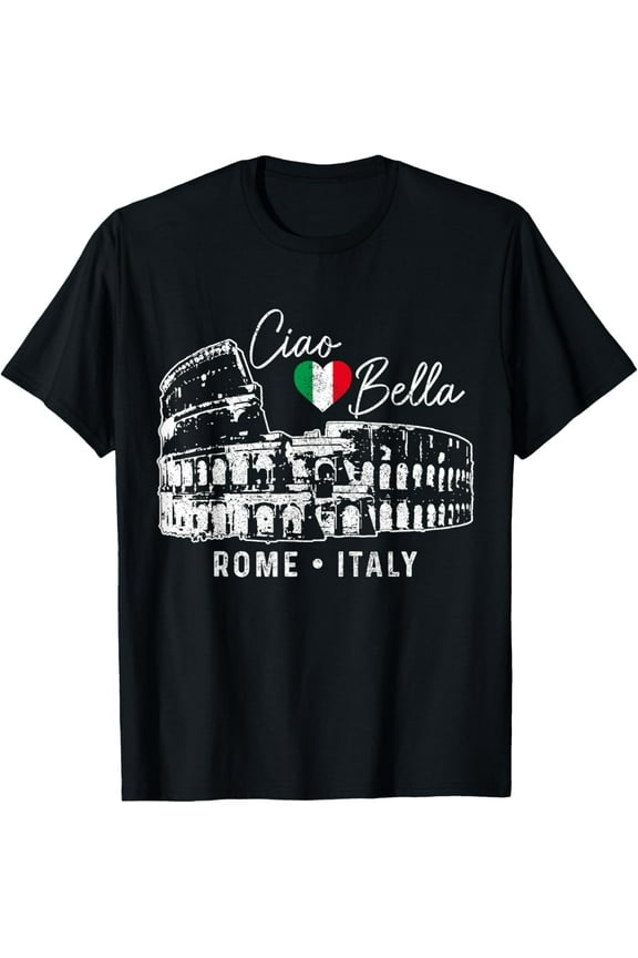 t-shirt Rome Italy Roma Italia Colosseum Vintage Italian Flag T-Shirt mens,black,women,funny,journey,Crew Neck, Short Sleeve,printing