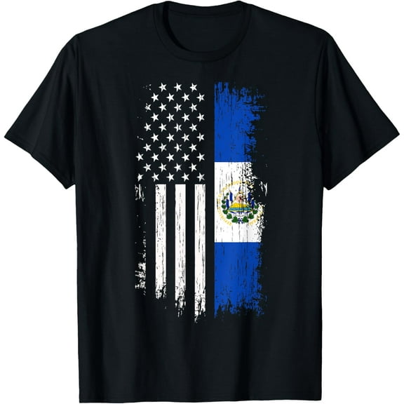 t-shirt Salvadoran America Flag T-Shirt - El Salvador USA Shirt T-Shirt mens t shirt，black，women，funny，misfits，men，journey