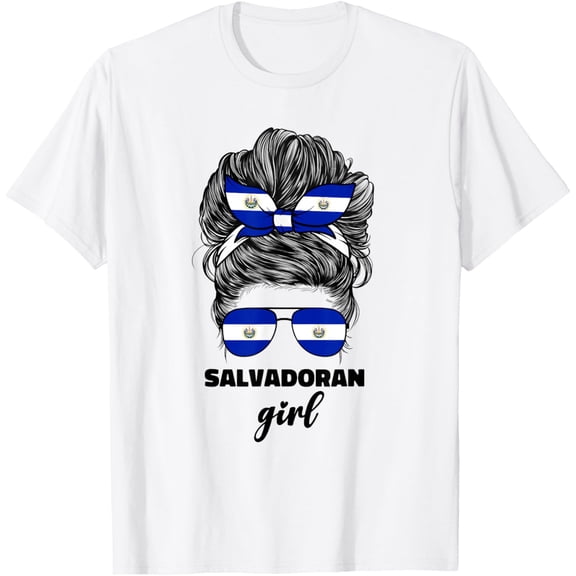 t-shirt Salvadoran Girl For Women Woman El Salvador Flag Salvadorian T-Shirt mens, woman, white，funny，journey，Crew Neck, Short Sleeve,custom clothing patterns.gift
