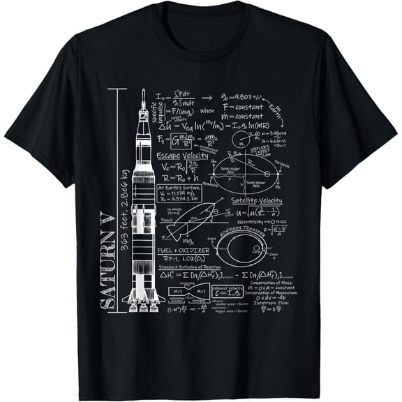 t-shirt Saturn V Saturn 5 Rocket Science Equations T-Shirt mens t shirt，black，women，funny，misfits，men，journey