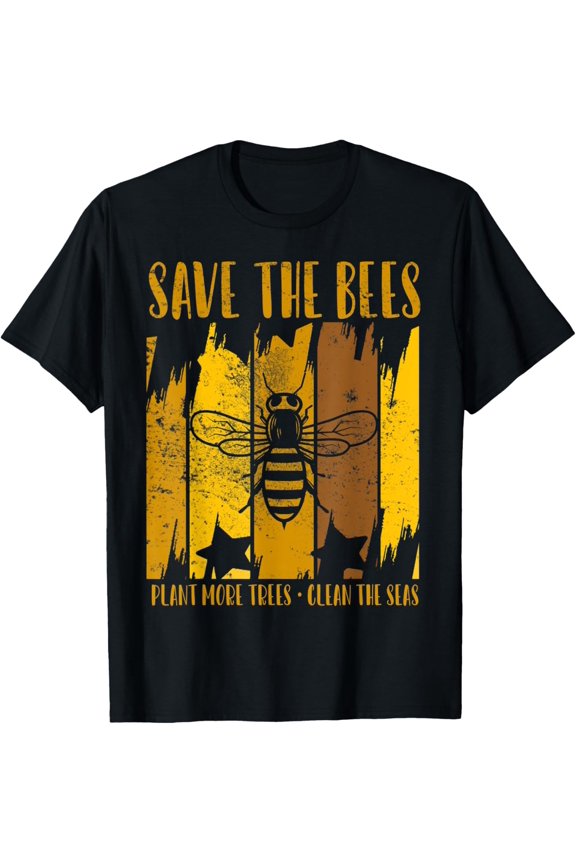 t-shirt Save The Bees Climate Change Yellow Honey Bee Beekeeping T-Shirt mens,black,women,funny,journey,Crew Neck, Short Sleeve,printing