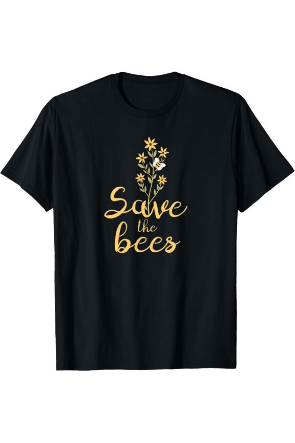 t-shirt Save the Bees Cute Flower Honeybee Climate Change Animals T-Shirt mens,black,women,funny,journey,Crew Neck, Short Sleeve,printing