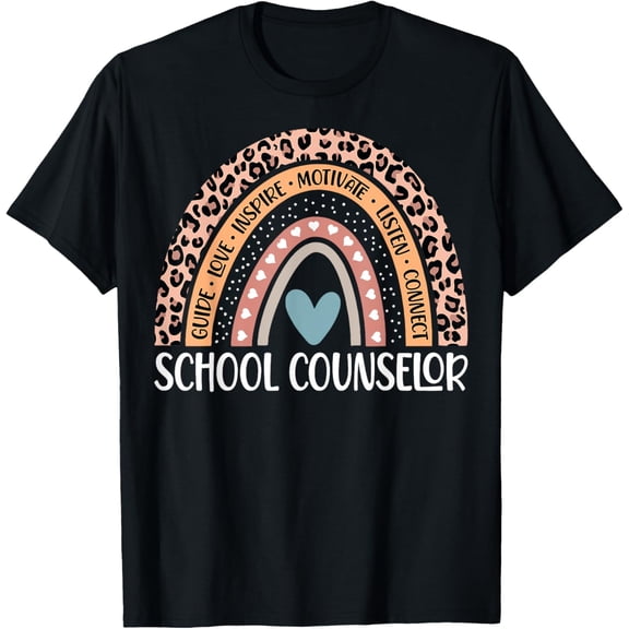 t-shirt School Counselor 100th Day Of School Counselor Rainbow T-Shirt mens，black，women，funny，journey，Crew Neck, Short Sleeve,printing