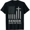 thumbnail image 1 of t-shirt Senior Class of 2025 USA Flag Cross Christian Graduation T-Shirt mens，black，women，funny，journey，Crew Neck, Short Sleeve,custom clothing patterns.gift, 1 of 4