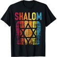 thumbnail image 1 of t-shirt Shalom - Retro Star Of David Jewish Peace Hebrew Israelites T-Shirt mens，black，women，funny，journey，Crew Neck, Short Sleeve,custom clothing patterns.gift, 1 of 4