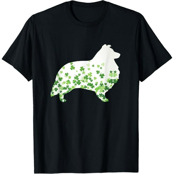 t-shirt Sheltie Shetland Sheepdog St Patrick's Day Dog T-Shirt T-Shirt mens，black，women，funny，journey，Crew Neck, Short Sleeve,printing