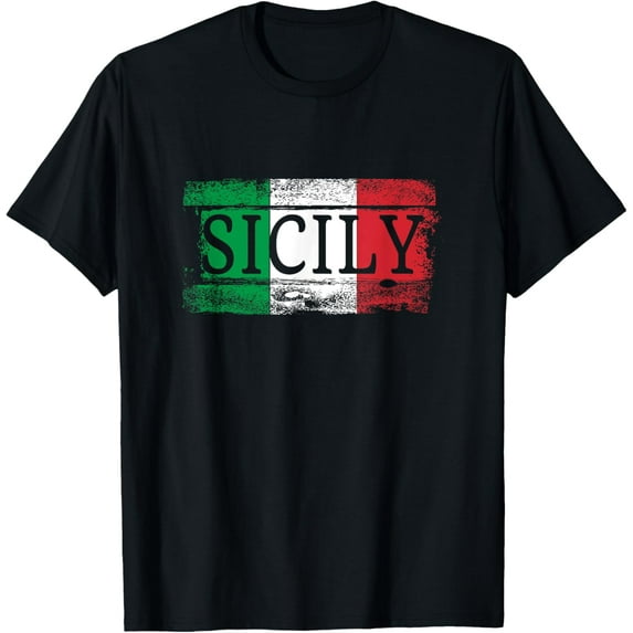 t-shirt Sicilian Italian Italy Flag I Vintage Sicily Vacation Travel T-Shirt mens,black,women,funny,journey,Crew Neck, Short Sleeve,custom clothing patterns.gift