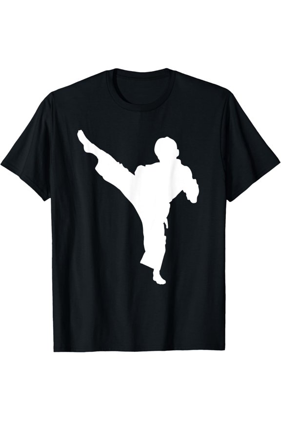 t-shirt Silhouette Karate Fighter Shotokan Martial Arts Taekwondo T-Shirt mens,black,women,funny,men,journey,Crew Neck, Short Sleeve,printing