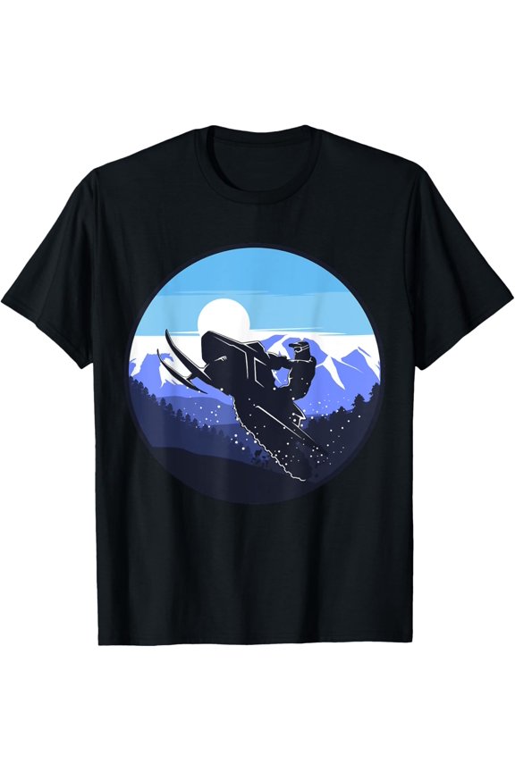 t-shirt Snowmobile Silhouette T-Shirt mens,black,women,funny,journey,Crew Neck, Short Sleeve,printing