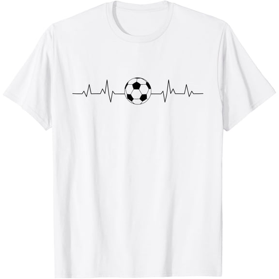 t-shirt Soccer Heartbeat Minimalist Soccer British Football Lovers T-Shirt mens, woman, white，funny，journey，Crew Neck, Short Sleeve,custom clothing patterns.gift