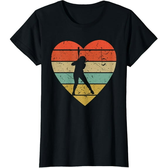 t-shirt Softball Player Vintage Design Retro Baseball Heart Sport T-Shirt mens,black,women,funny,journey,Crew Neck, Short Sleeve,printing