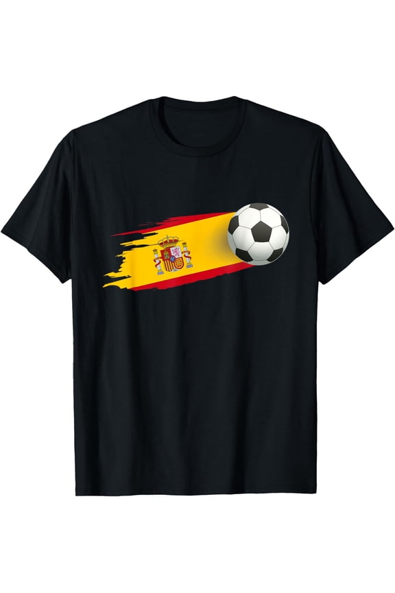 t-shirt Spain Soccer Ball Spain Flag Jersey - Spanish Football Fan T-Shirt mens t shirt，black，women，funny，misfits，men，journey