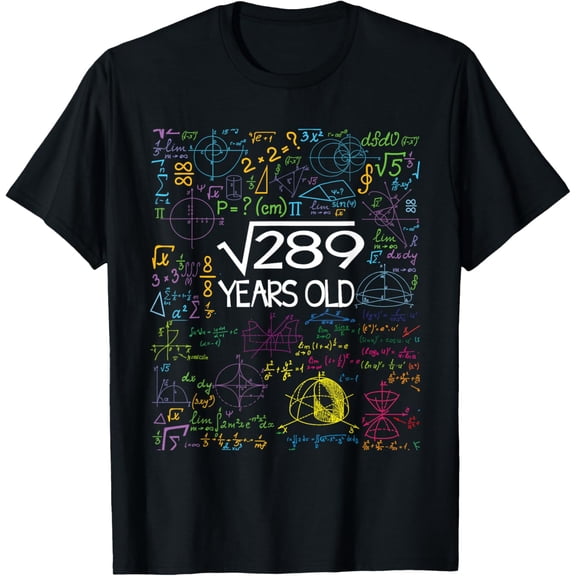 t-shirt Square Root Of 289 17th Birthday Funny 17 Year Old Gift Math T-Shirt.