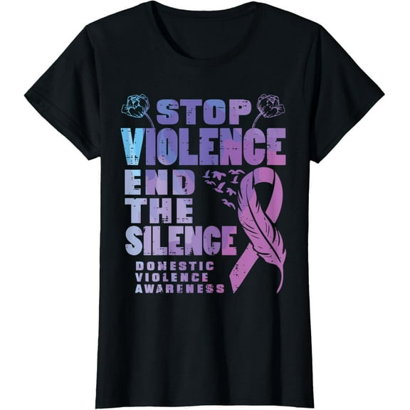 t-shirt Stop Domestic Violence End Silence Awareness Women Men Kids T-Shirt.