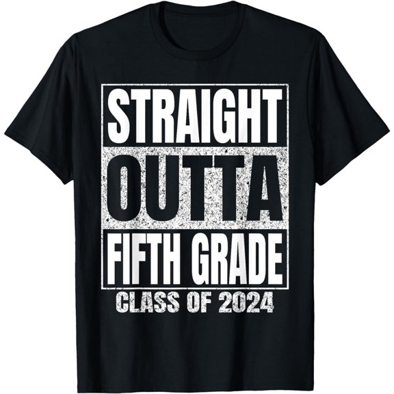 t-shirt Straight Outta Fifth Grade Graduation Class of 2024 Funny T-Shirt mens，black，women，funny，men，journey，Crew Neck, Short Sleeve,printing
