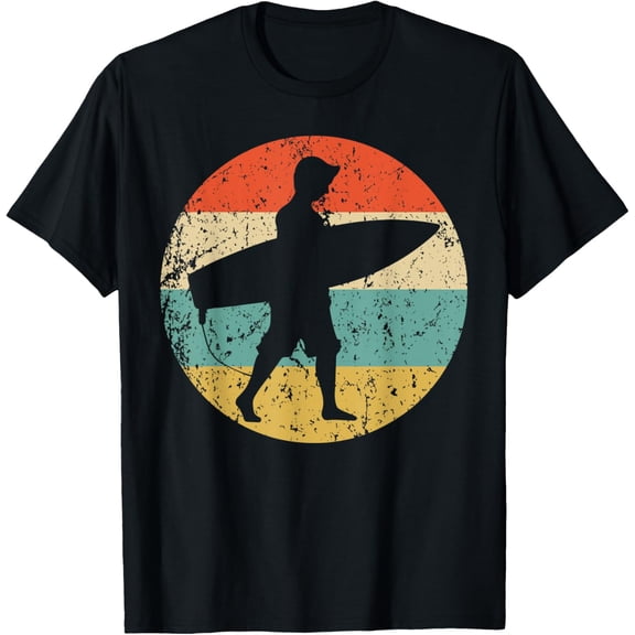 t-shirt Surfer Silhouette Retro Surfing T-Shirt mens，black，women，funny，journey，Crew Neck, Short Sleeve,custom clothing patterns.gift
