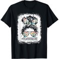 thumbnail image 1 of t-shirt Teacher Life Bleach style Messy Bun T-Shirt mens，black，women，funny，journey，Crew Neck, Short Sleeve,custom clothing patterns.gift, 1 of 4